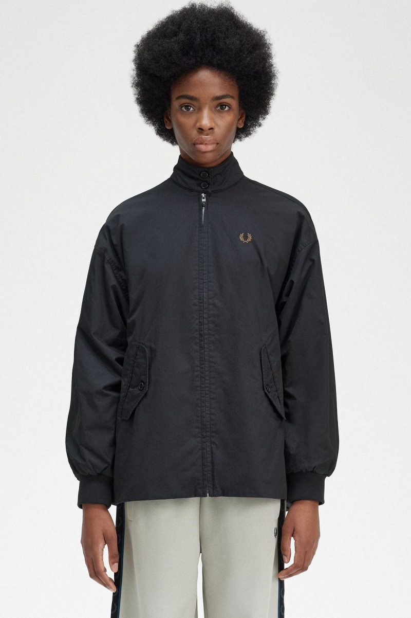 Fred Perry Gepolstert Zip-Through Mäntel Damen Schwarz | DCHKV44054