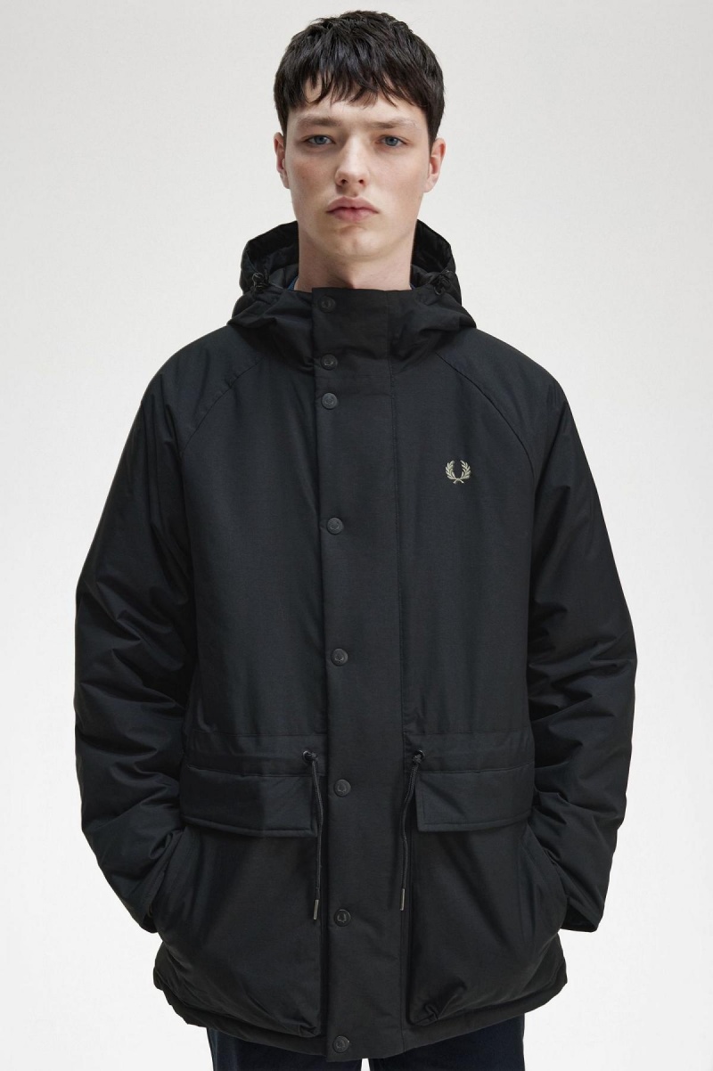 Fred Perry Gepolstert Zip Through Mäntel Herren Schwarz | SCHVO41546