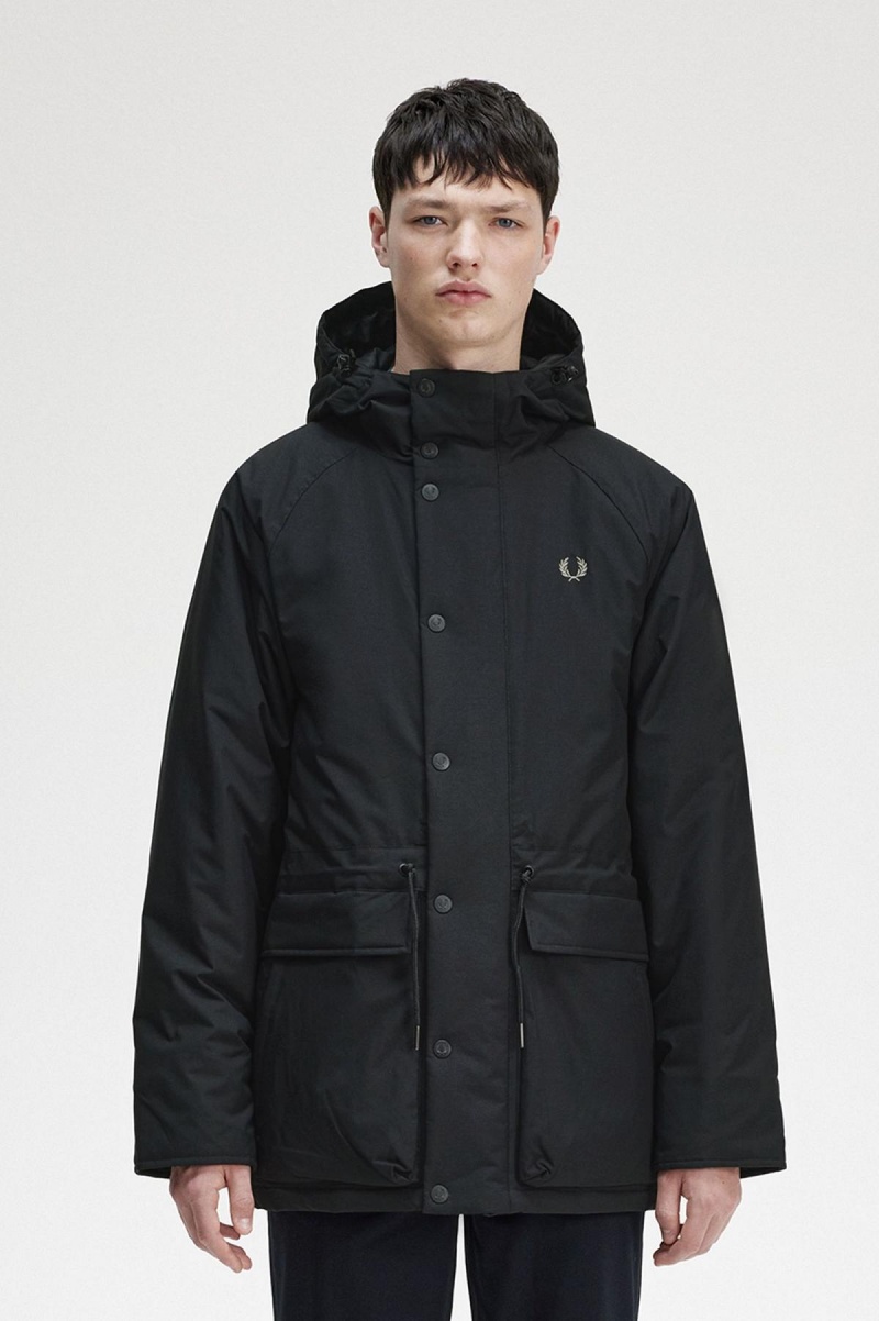 Fred Perry Gepolstert Zip Through Mäntel Herren Schwarz | SCHVO41546