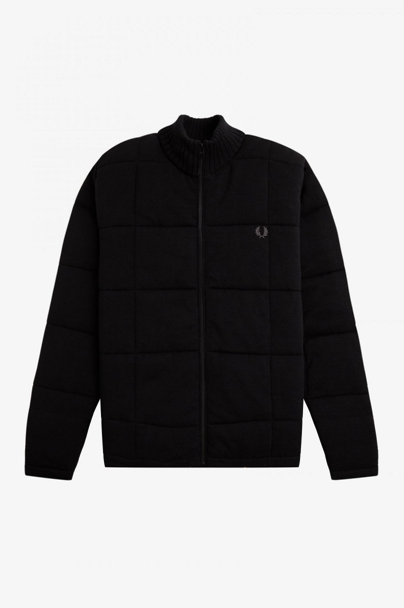 Fred Perry Gesteppt Gestrickt Jacket Strickwaren Herren Schwarz | CHIIZ20433
