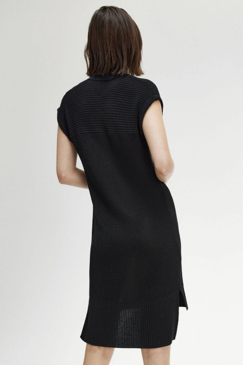 Fred Perry Gestrickt Shirt Kleid Damen Schwarz | LCHTR30146