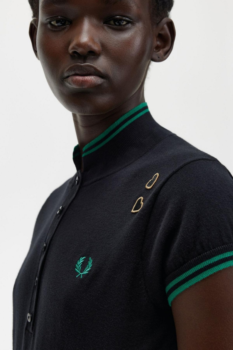 Fred Perry Gestrickt Shirt Strickwaren Damen Schwarz | XCHBH32765