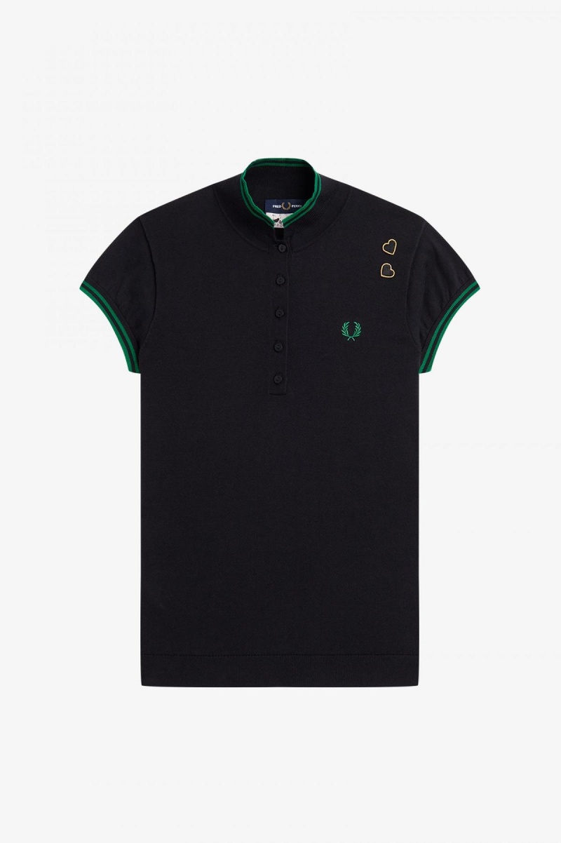 Fred Perry Gestrickt Shirt Strickwaren Damen Schwarz | XCHBH32765