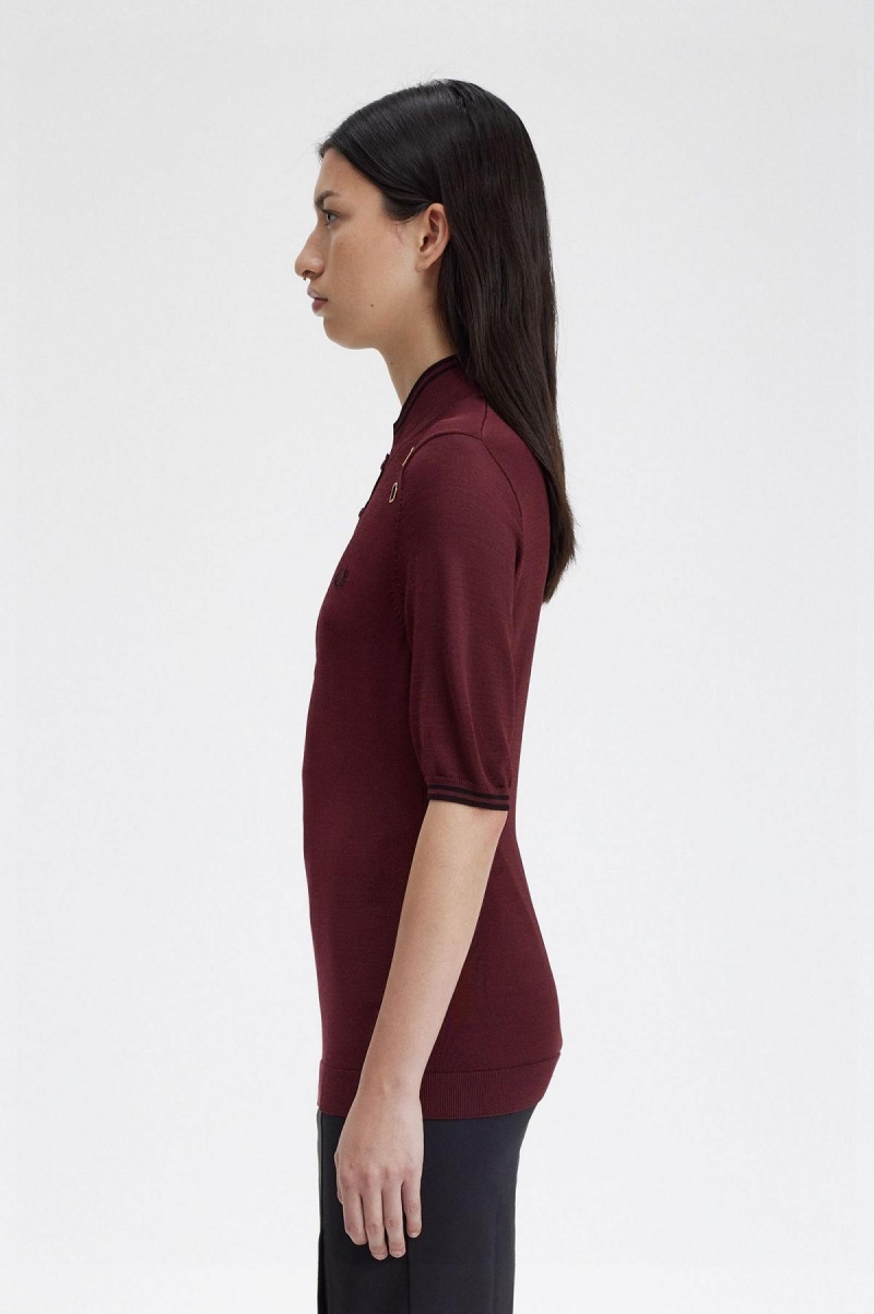 Fred Perry Gestrickt Shirt Strickwaren Damen Oxblood | XCHBH37125