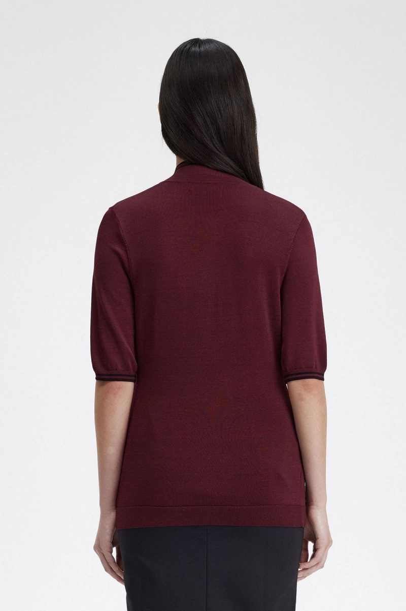 Fred Perry Gestrickt Shirt Strickwaren Damen Oxblood | XCHBH37125