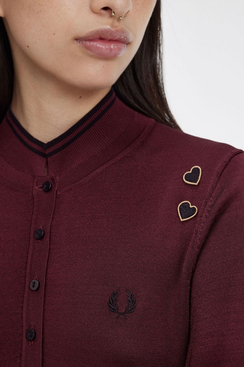 Fred Perry Gestrickt Shirt Strickwaren Damen Oxblood | XCHBH37125