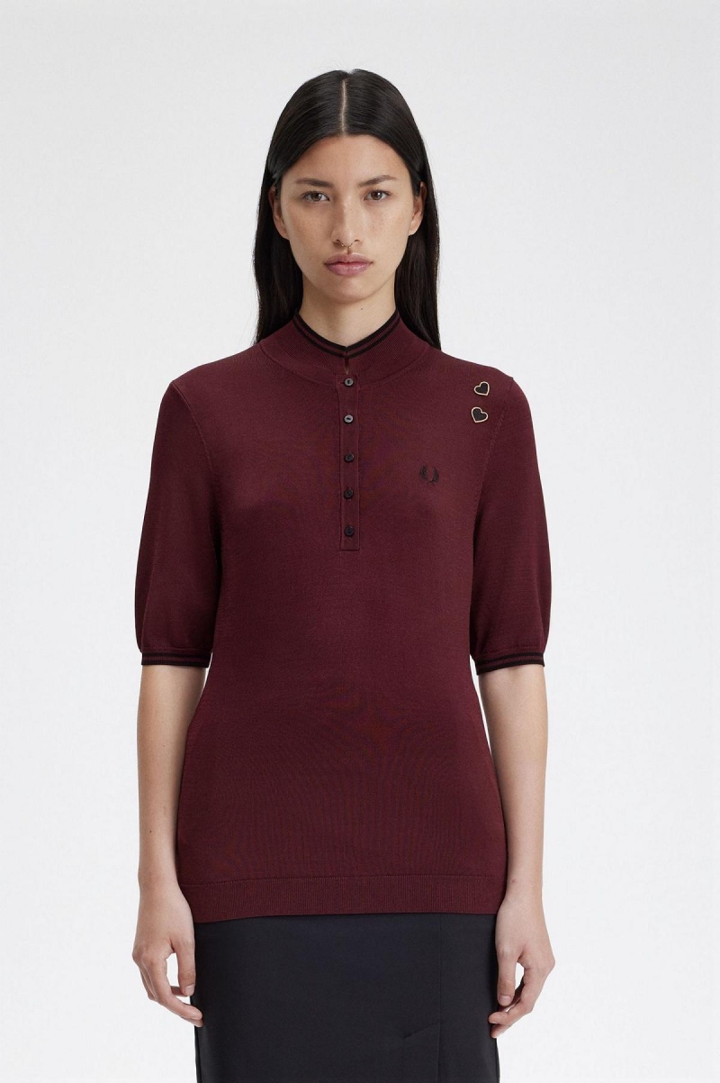Fred Perry Gestrickt Shirt Strickwaren Damen Oxblood | XCHBH37125