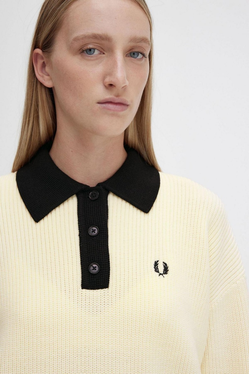 Fred Perry Gestrickt Shirt Strickwaren Damen Ecru | ECHVG66947