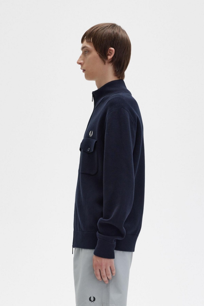 Fred Perry Gestrickt Trainingsjacke Herren Navy | LCHTR78364