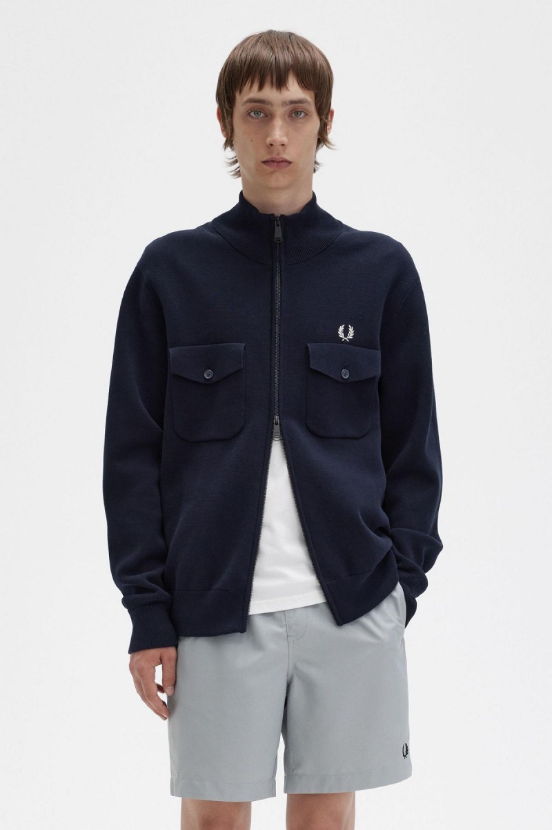 Fred Perry Gestrickt Trainingsjacke Herren Navy | LCHTR78364