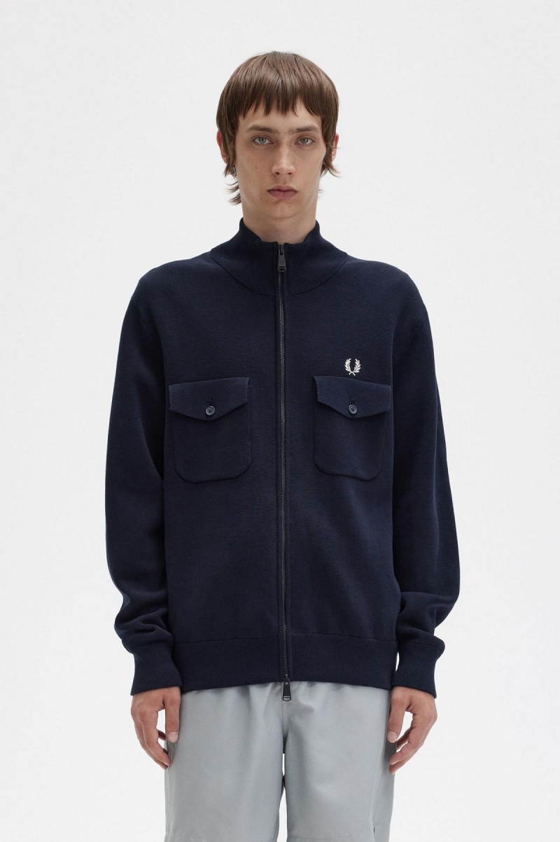 Fred Perry Gestrickt Trainingsjacke Herren Navy | LCHTR78364