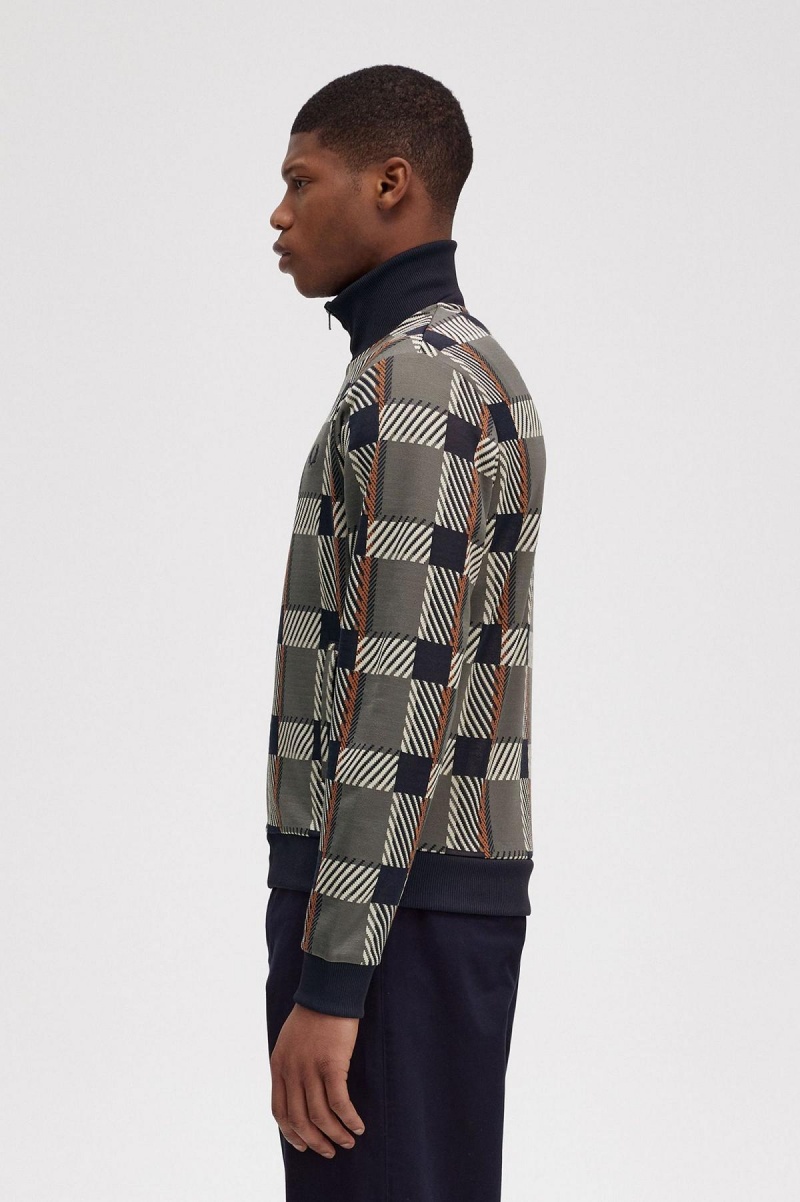 Fred Perry Glitch Tartan Trainingsjacke Herren Grün | TCHPQ52087
