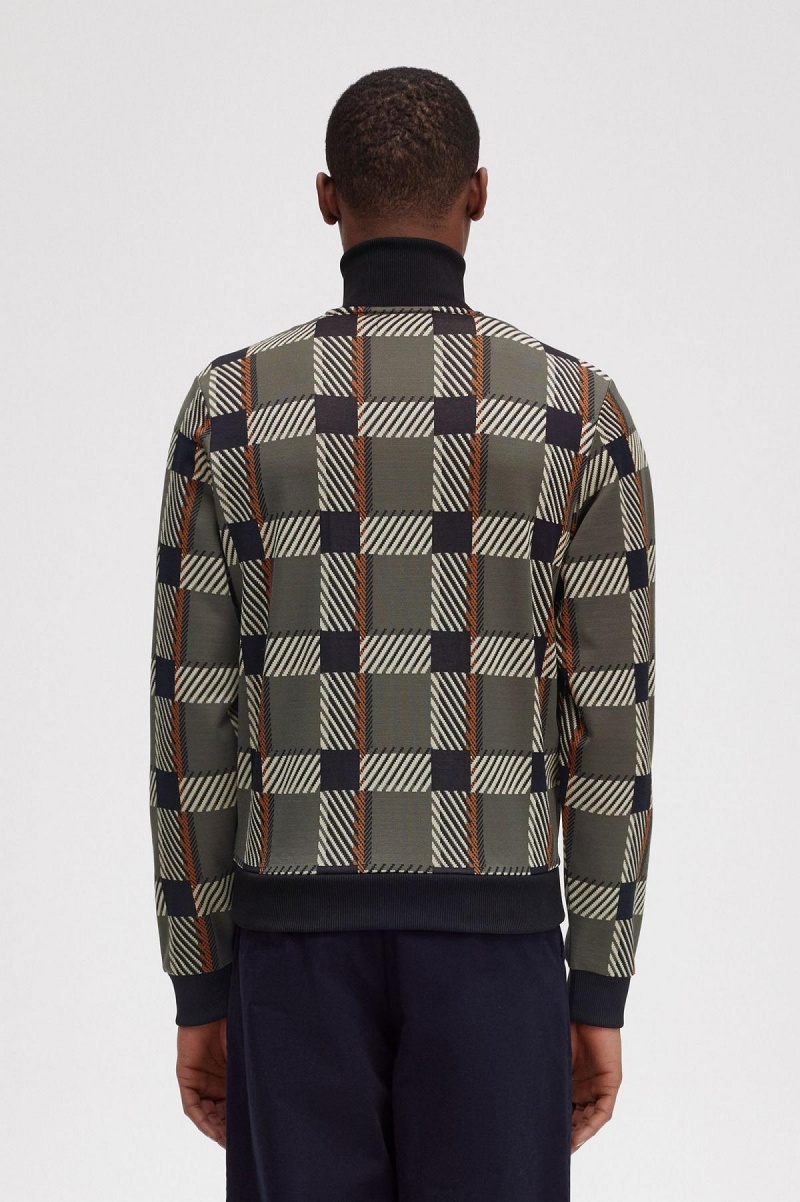 Fred Perry Glitch Tartan Trainingsjacke Herren Grün | TCHPQ52087