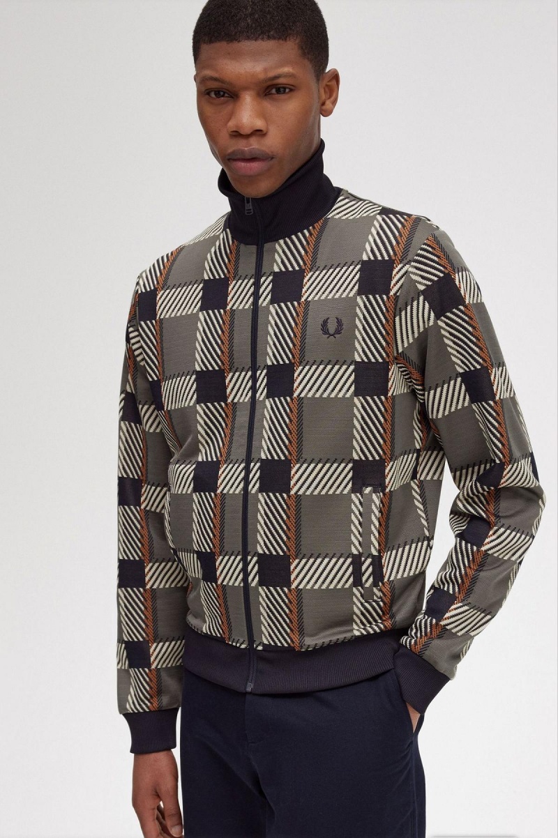 Fred Perry Glitch Tartan Trainingsjacke Herren Grün | TCHPQ52087