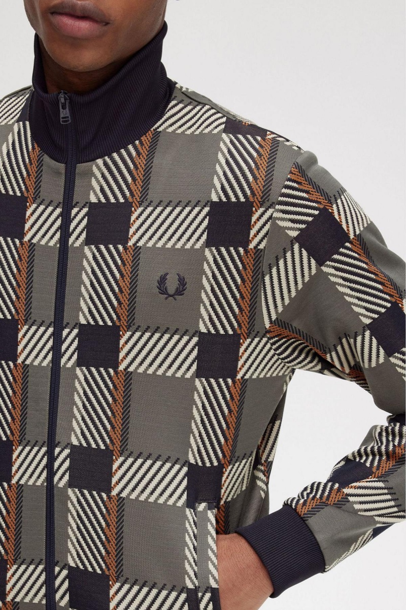 Fred Perry Glitch Tartan Trainingsjacke Herren Grün | TCHPQ52087