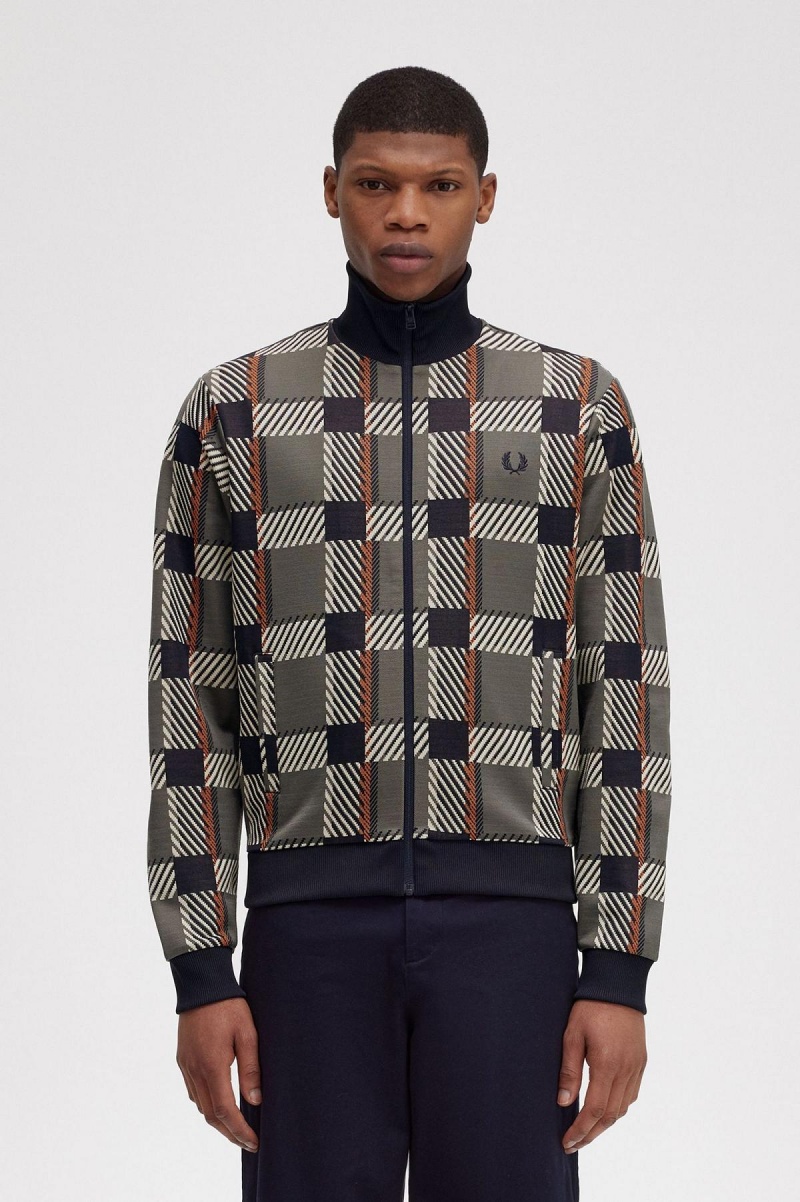 Fred Perry Glitch Tartan Trainingsjacke Herren Grün | TCHPQ52087