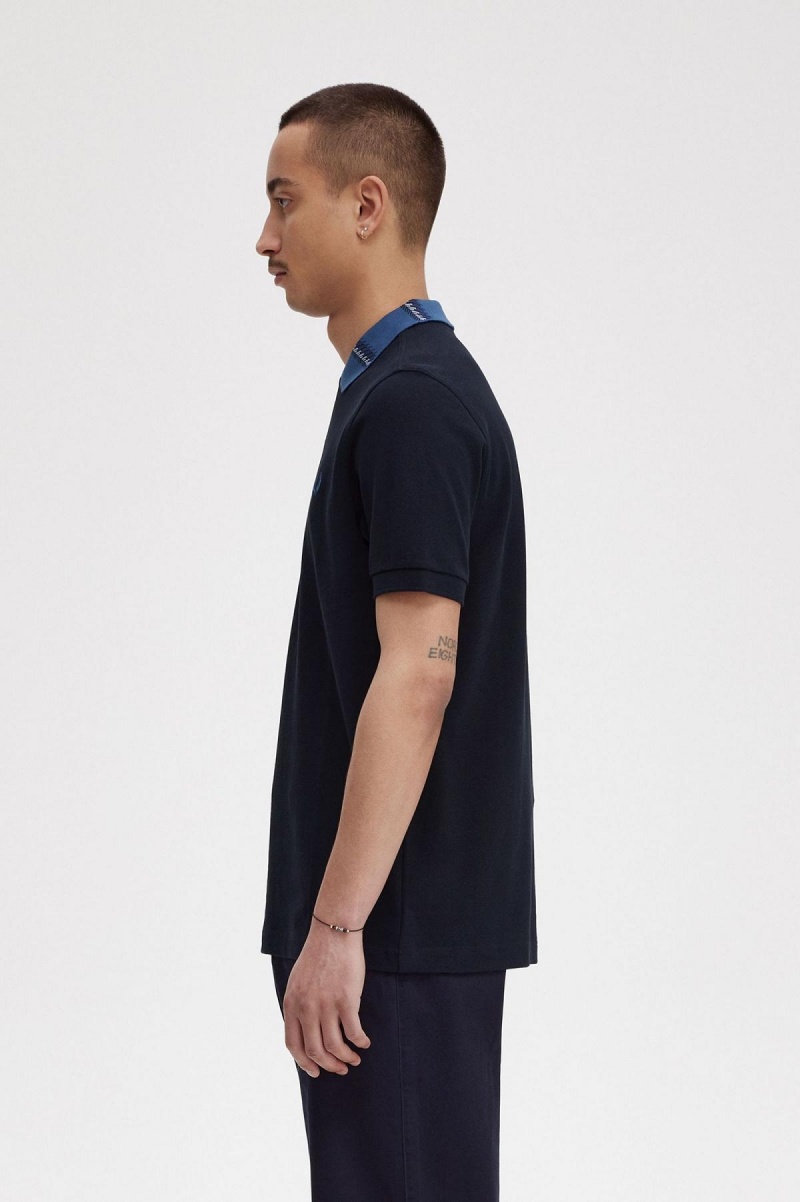Fred Perry Graphic Collar Polo Shirt Polo Shirts Herren Navy | CHZPD34628
