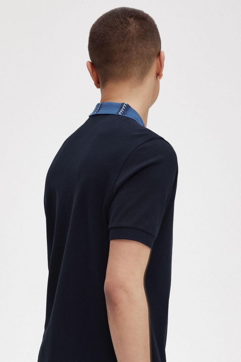 Fred Perry Graphic Collar Polo Shirt Polo Shirts Herren Navy | CHZPD34628
