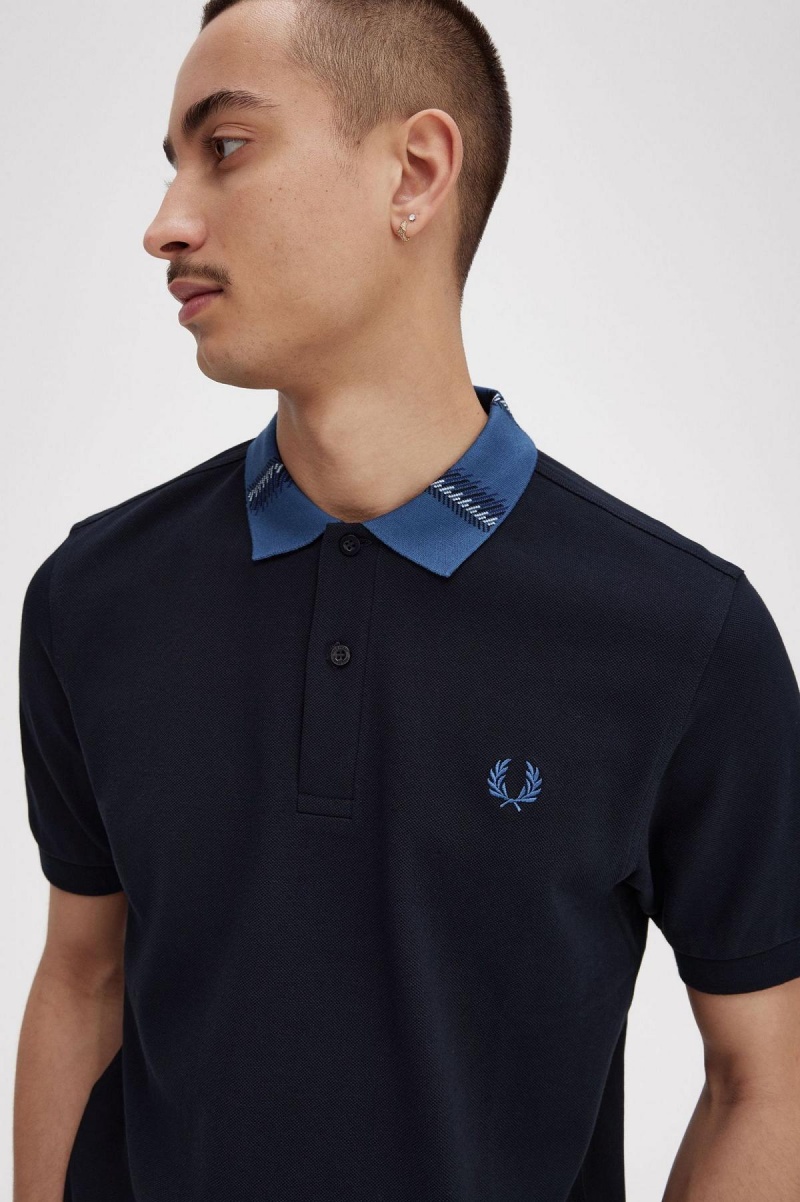 Fred Perry Graphic Collar Polo Shirt Polo Shirts Herren Navy | CHZPD34628