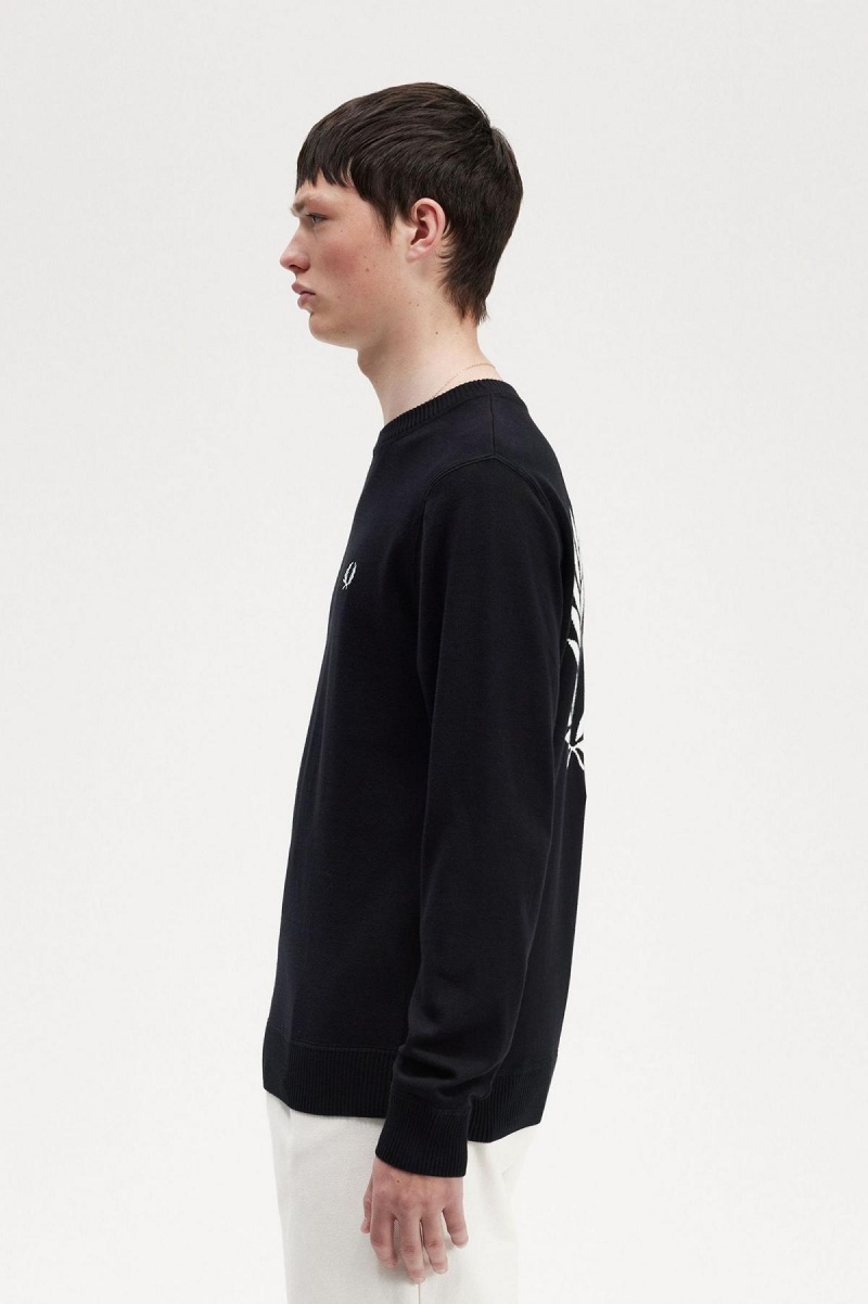 Fred Perry Graphic Laurel Wreath Jumper Strickwaren Herren Schwarz | ZCHNQ21624