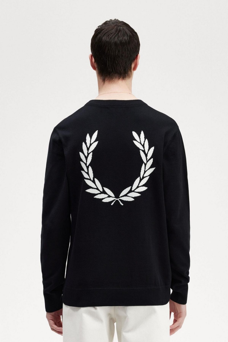 Fred Perry Graphic Laurel Wreath Jumper Strickwaren Herren Schwarz | ZCHNQ21624