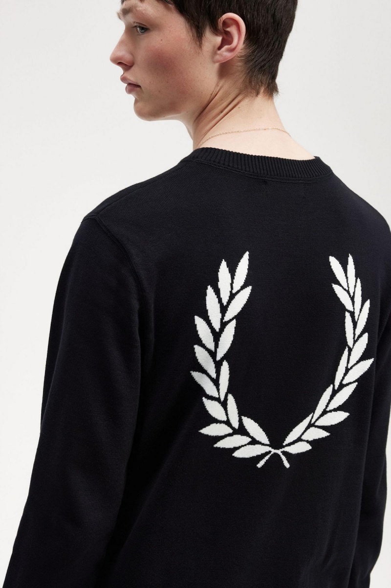 Fred Perry Graphic Laurel Wreath Jumper Strickwaren Herren Schwarz | ZCHNQ21624