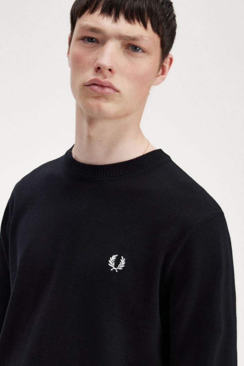 Fred Perry Graphic Laurel Wreath Jumper Strickwaren Herren Schwarz | ZCHNQ21624