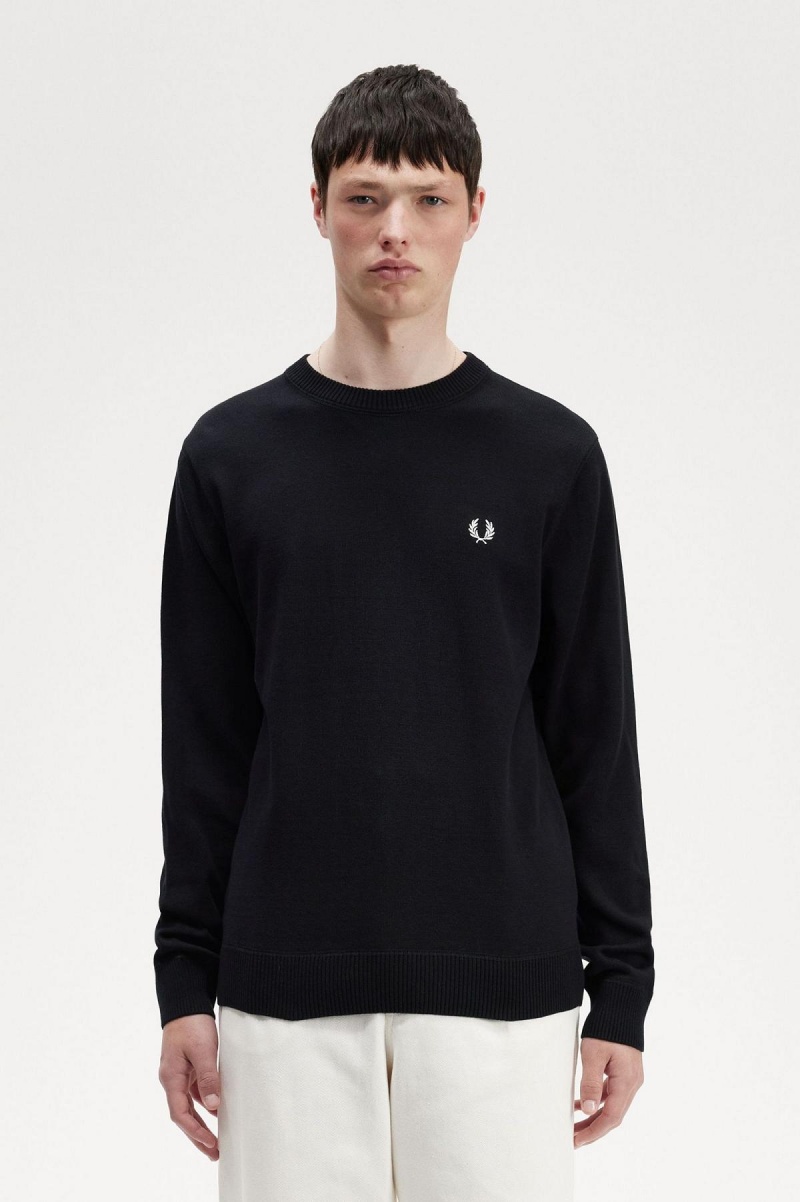 Fred Perry Graphic Laurel Wreath Jumper Strickwaren Herren Schwarz | ZCHNQ21624