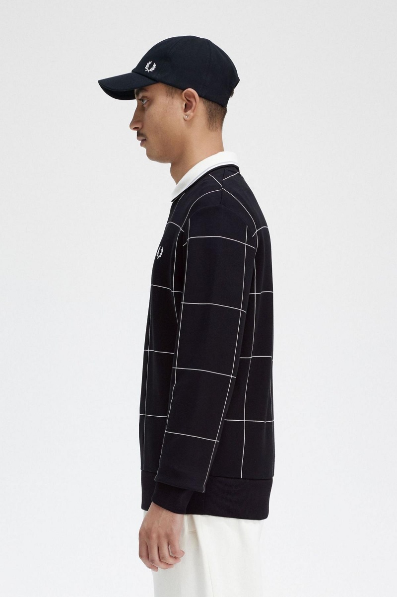 Fred Perry Grid Detail Sweatshirts Herren Schwarz | DCHKV92921