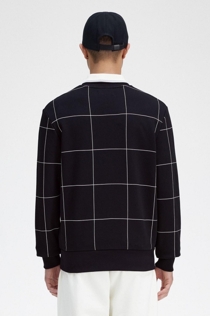 Fred Perry Grid Detail Sweatshirts Herren Schwarz | DCHKV92921