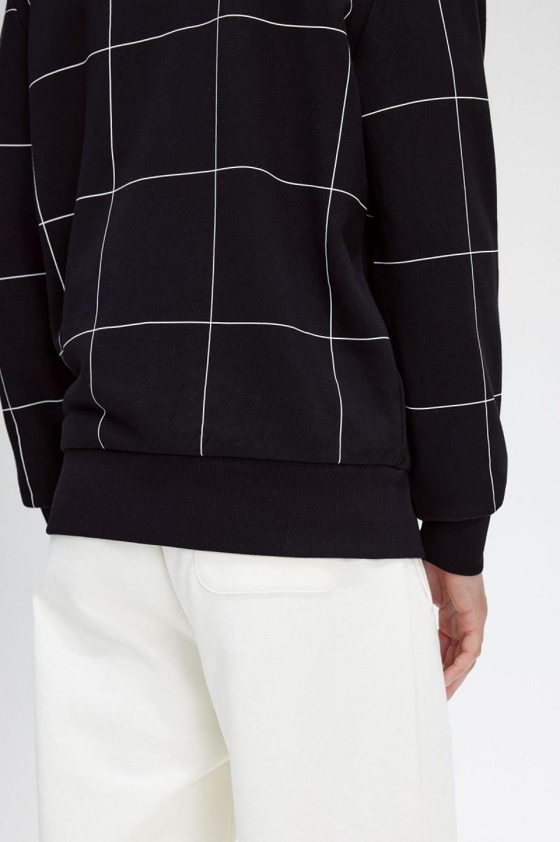 Fred Perry Grid Detail Sweatshirts Herren Schwarz | DCHKV92921