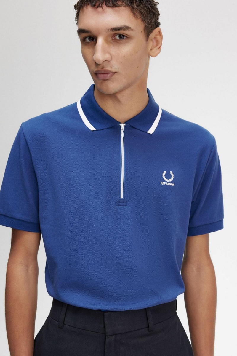 Fred Perry Half Zip Polo Shirt Polo Shirts Herren Königsblau Blau | ACHWC87123