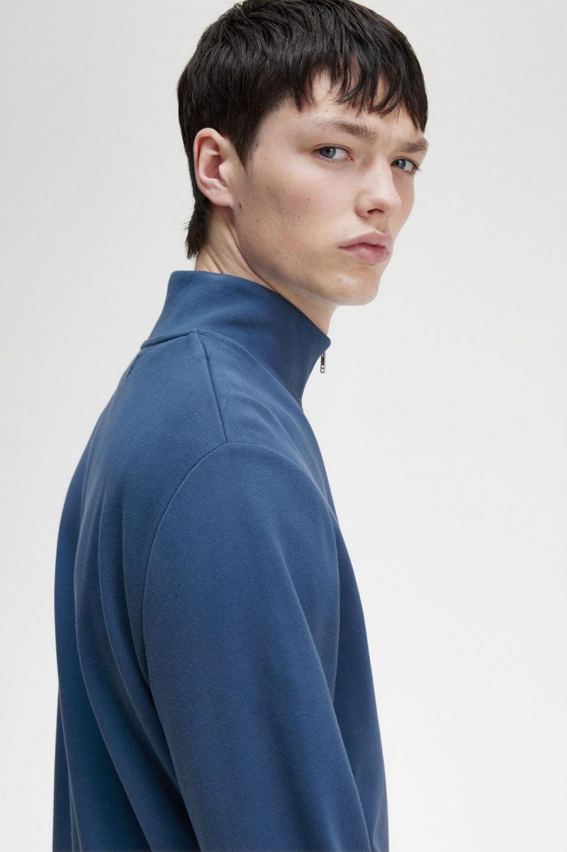 Fred Perry Half Zip Sweatshirt Trainingsanzug Herren Blau | YCHGT25487