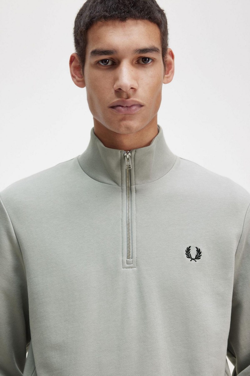 Fred Perry Half Zip Sweatshirt Trainingsanzug Herren Limestone | CHZDE75757