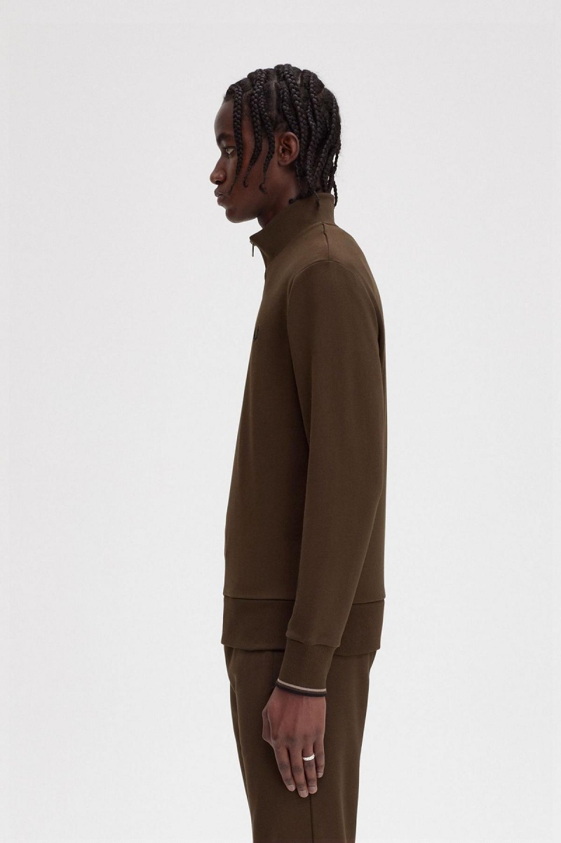 Fred Perry Half Zip Sweatshirt Trainingsanzug Herren Burnt Tobacco | CHIIZ35199
