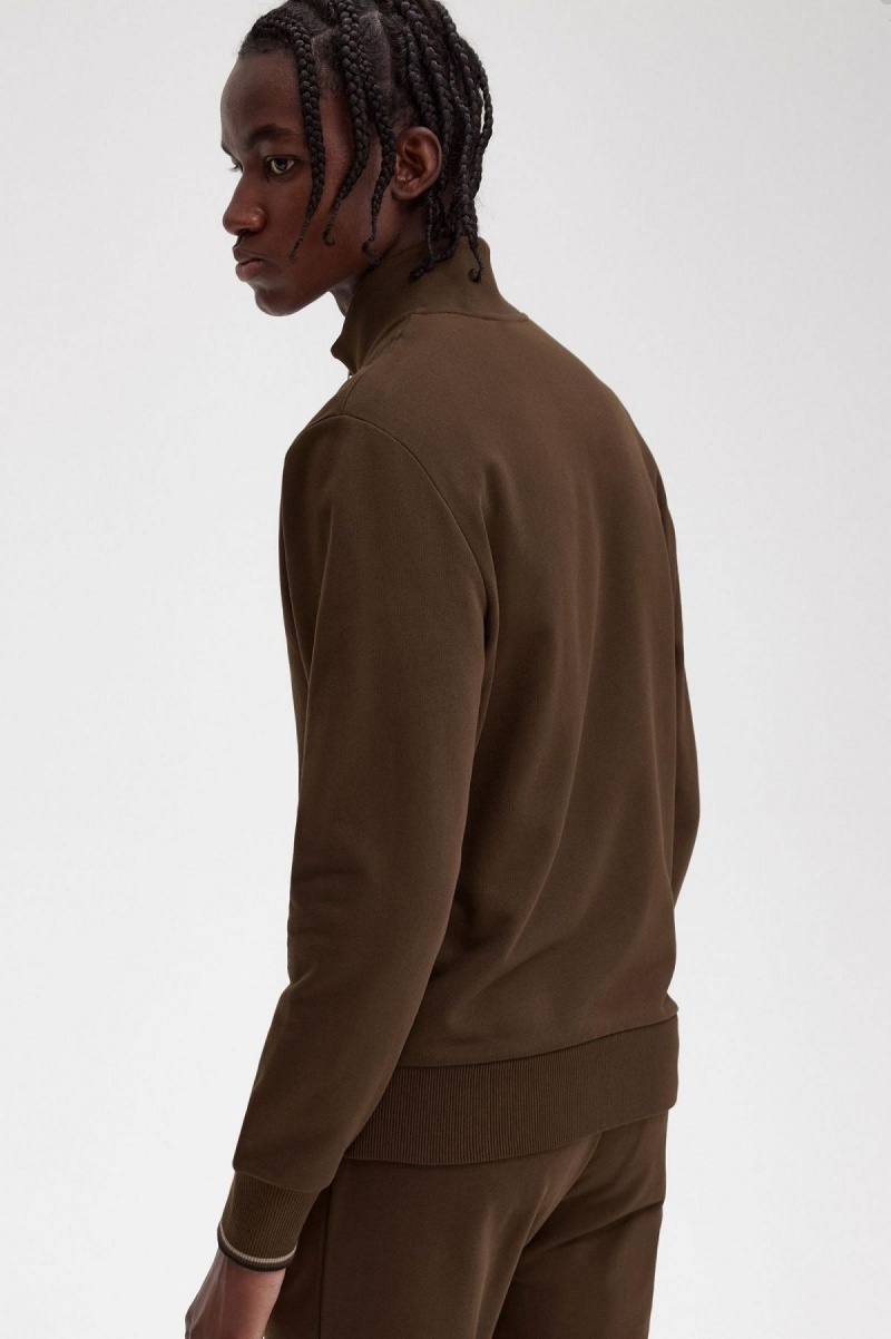 Fred Perry Half Zip Sweatshirt Trainingsanzug Herren Burnt Tobacco | CHIIZ35199