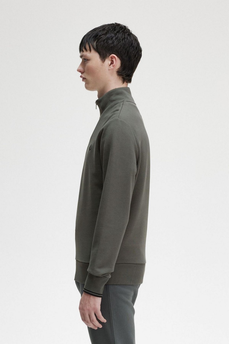 Fred Perry Half Zip Sweatshirts Herren Grün | CHIIZ66086