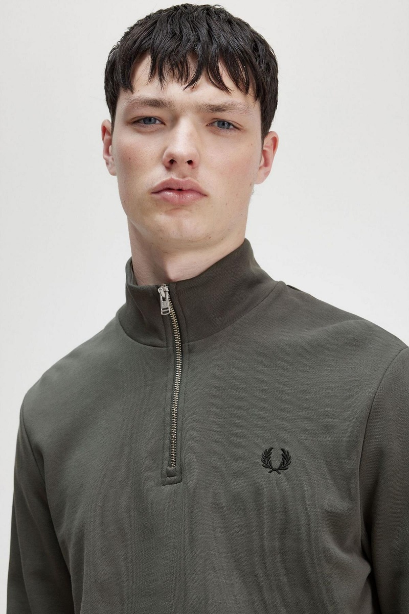 Fred Perry Half Zip Sweatshirts Herren Grün | CHIIZ66086