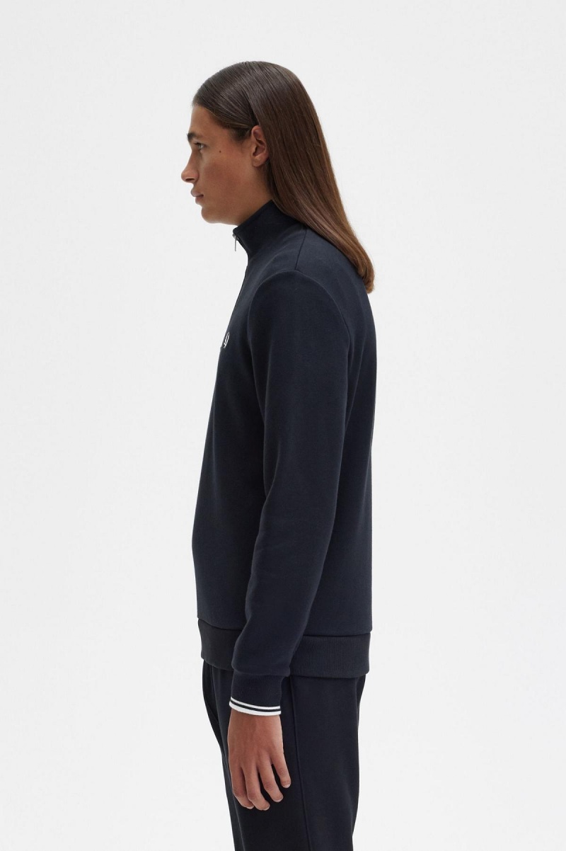 Fred Perry Half Zip Sweatshirts Herren Schwarz | GCHEC79398