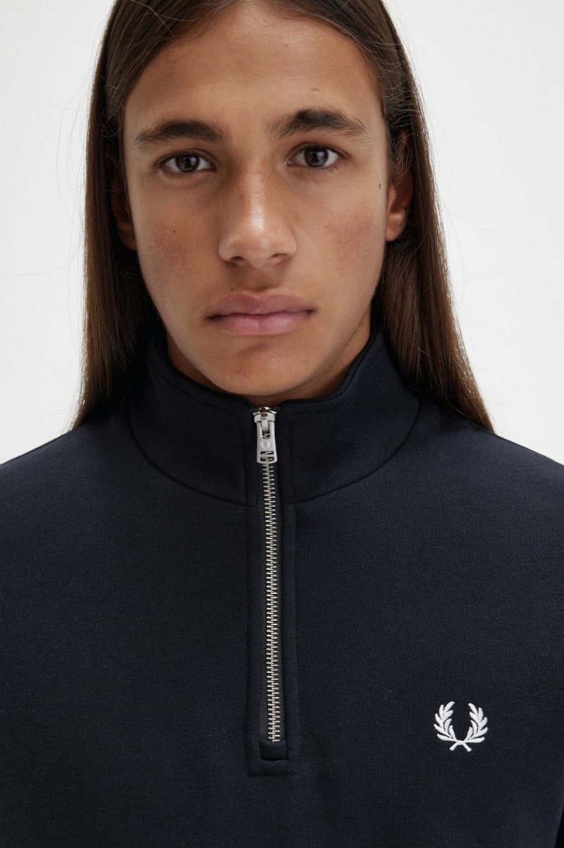 Fred Perry Half Zip Sweatshirts Herren Schwarz | GCHEC79398