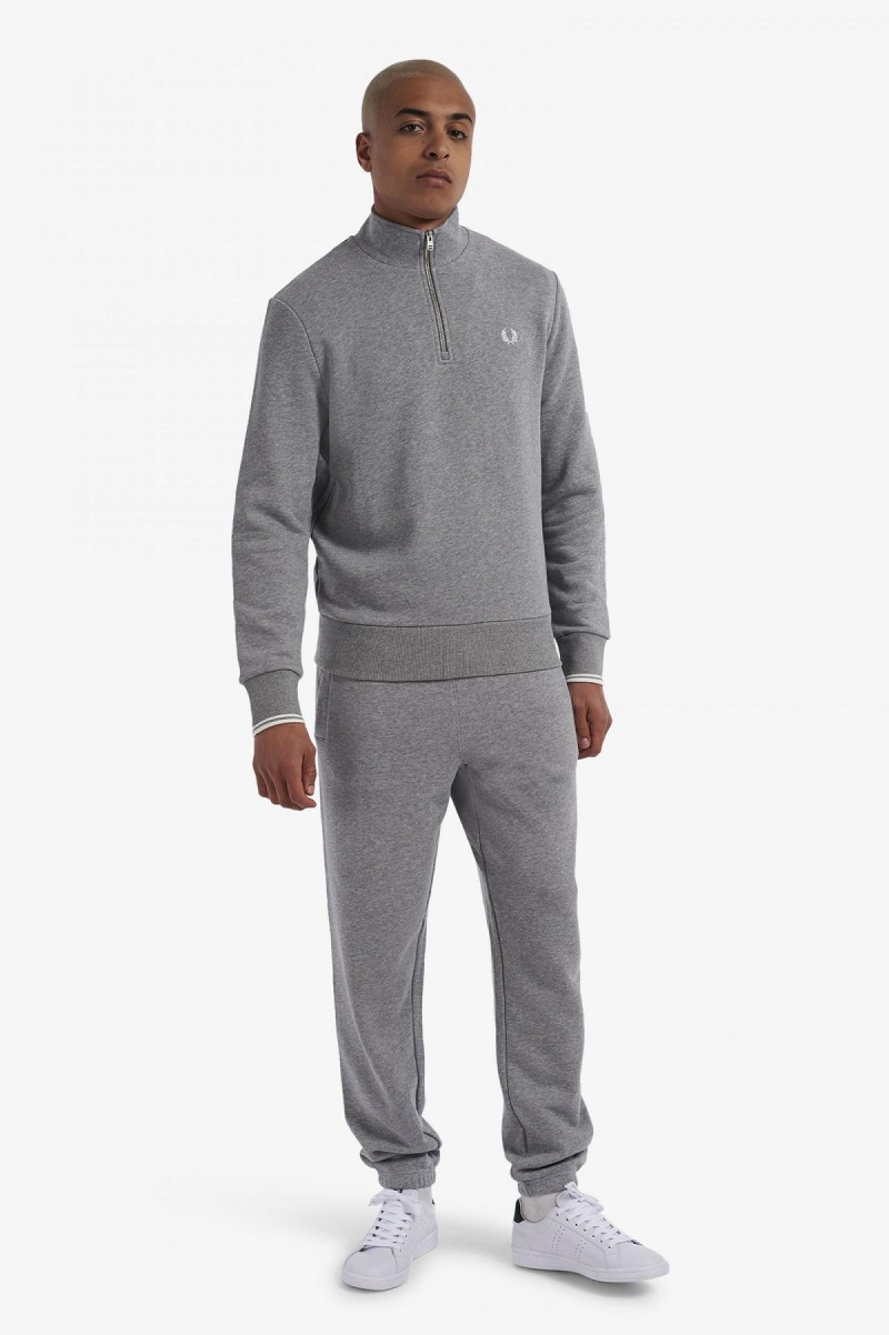 Fred Perry Half Zip Sweatshirts Herren Steel Marl | CHJBT96084