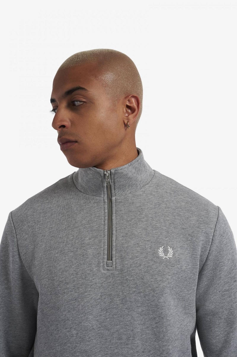 Fred Perry Half Zip Sweatshirts Herren Steel Marl | CHJBT96084