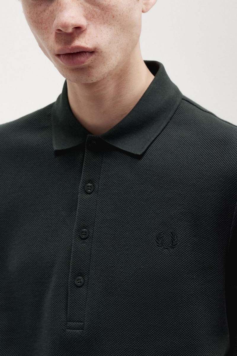 Fred Perry Honeycomb Baumwoll Polo Shirt Polo Shirts Herren Grün | GCHUC30376