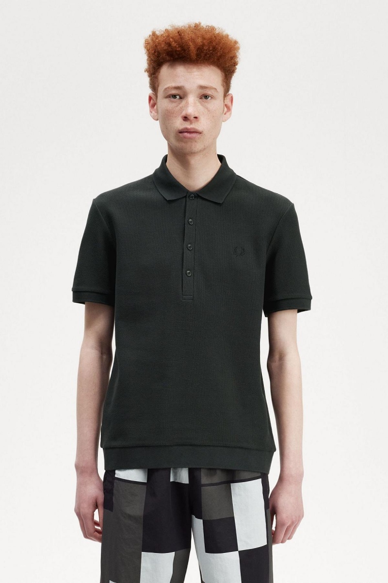 Fred Perry Honeycomb Baumwoll Polo Shirt Polo Shirts Herren Grün | GCHUC30376
