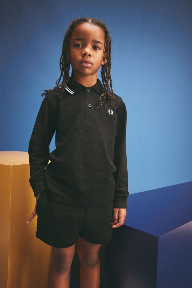 Fred Perry Kids Long Sleeve Twin Tipped Kinder Accessories Schwarz Weiß Weiß | CHNEJ47796