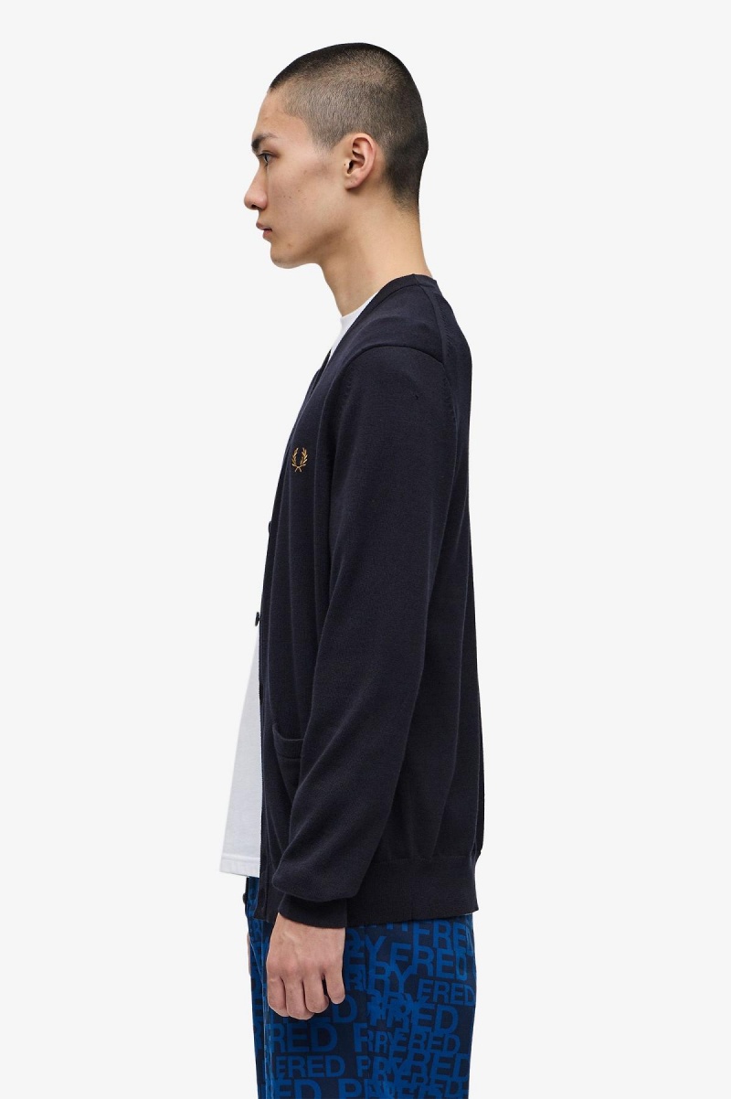 Fred Perry Klassische Cardigan Strickwaren Herren Navy | ECHVG82324