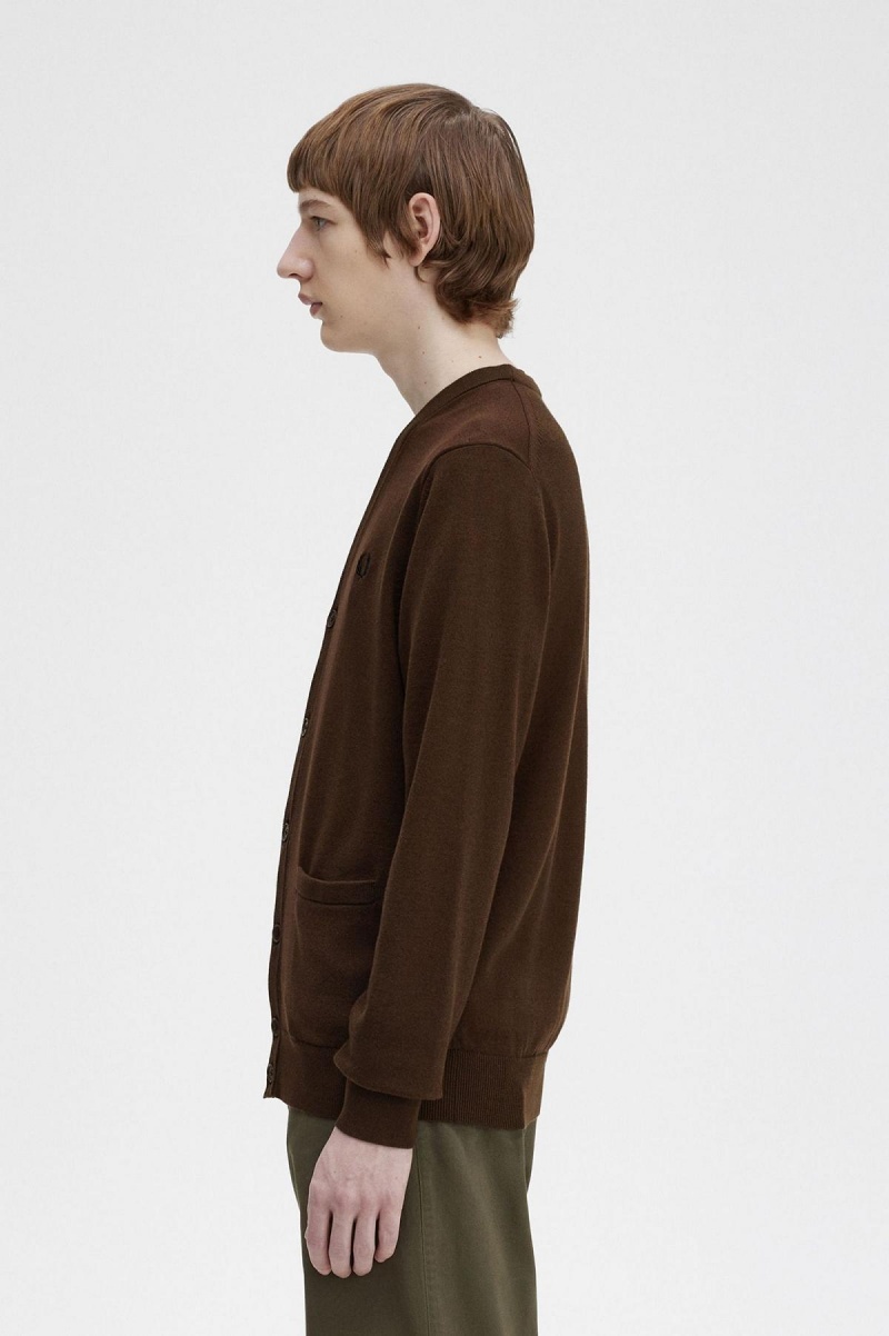 Fred Perry Klassische Cardigan Strickwaren Herren Burnt Tobacco | LCHTR32954