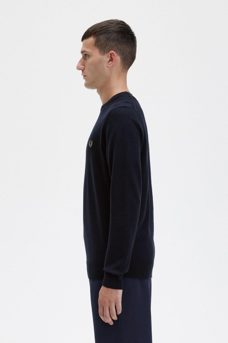Fred Perry Klassische Crew Neck Jumper Strickwaren Herren Navy | LCHSX65035