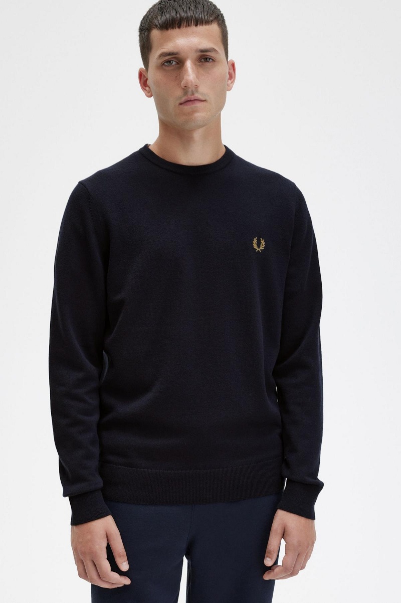 Fred Perry Klassische Crew Neck Jumper Strickwaren Herren Navy | LCHSX65035