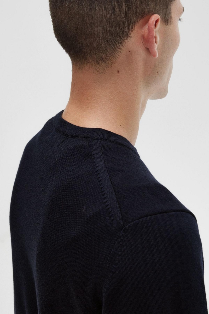 Fred Perry Klassische Crew Neck Jumper Strickwaren Herren Navy | LCHSX65035